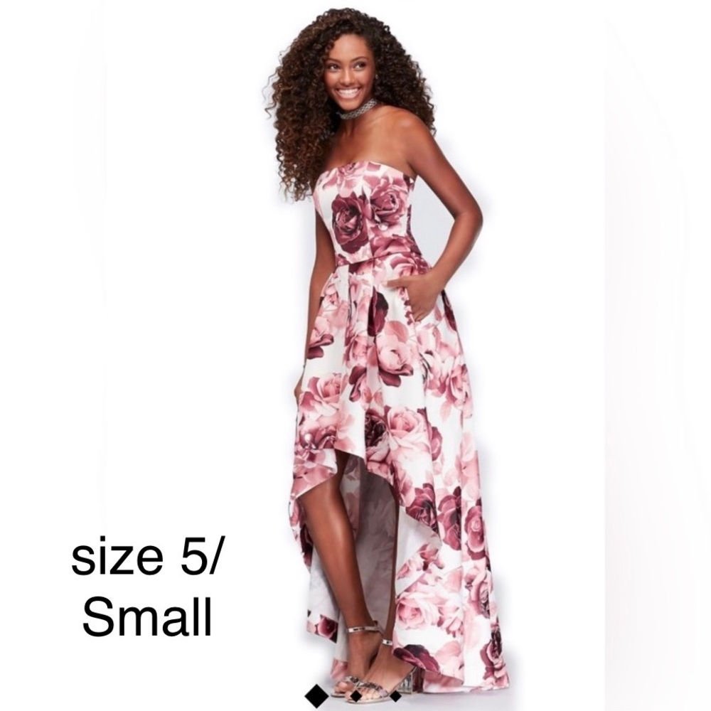 Speechless Extrordinary Hi Lo Floral Purple Pink 3-D Ballgown with Pockets